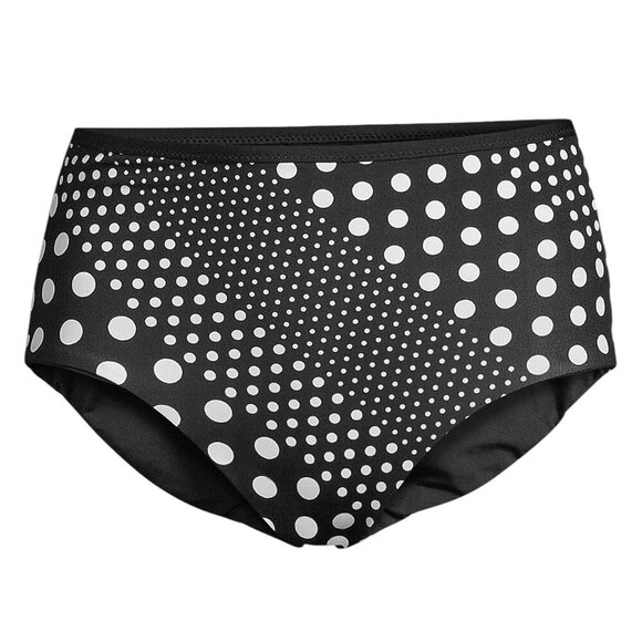 Lands’ End Reversible High-Waisted Bikini Bottom Black Polka Dot Size 14 NWT - Picture 1 of 9